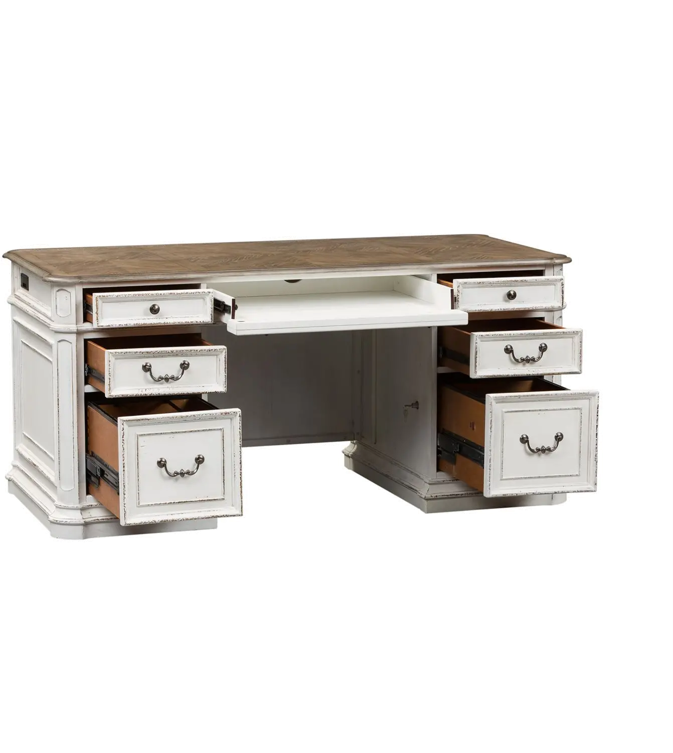 244/KIT/JREXECDSK Magnolia Manor Antique White Jr. Executive Desk-4