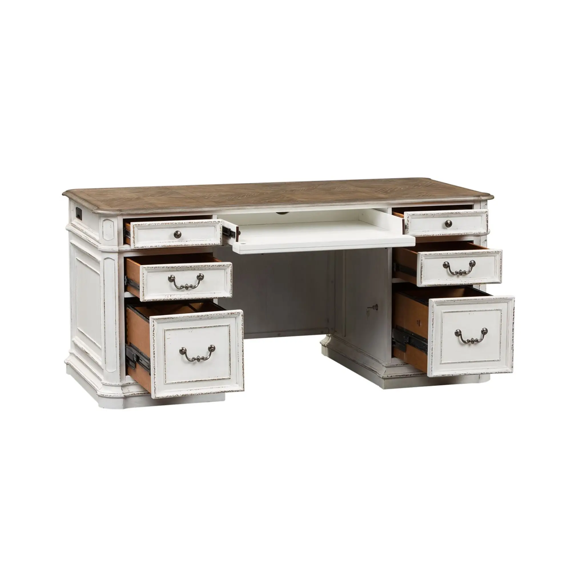 Magnolia Manor Antique White Jr. Executive Desk | RC Willey, image size:2000x2000
