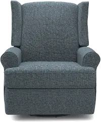 Logan Denim Blue Power Glider Recliner with Swivel