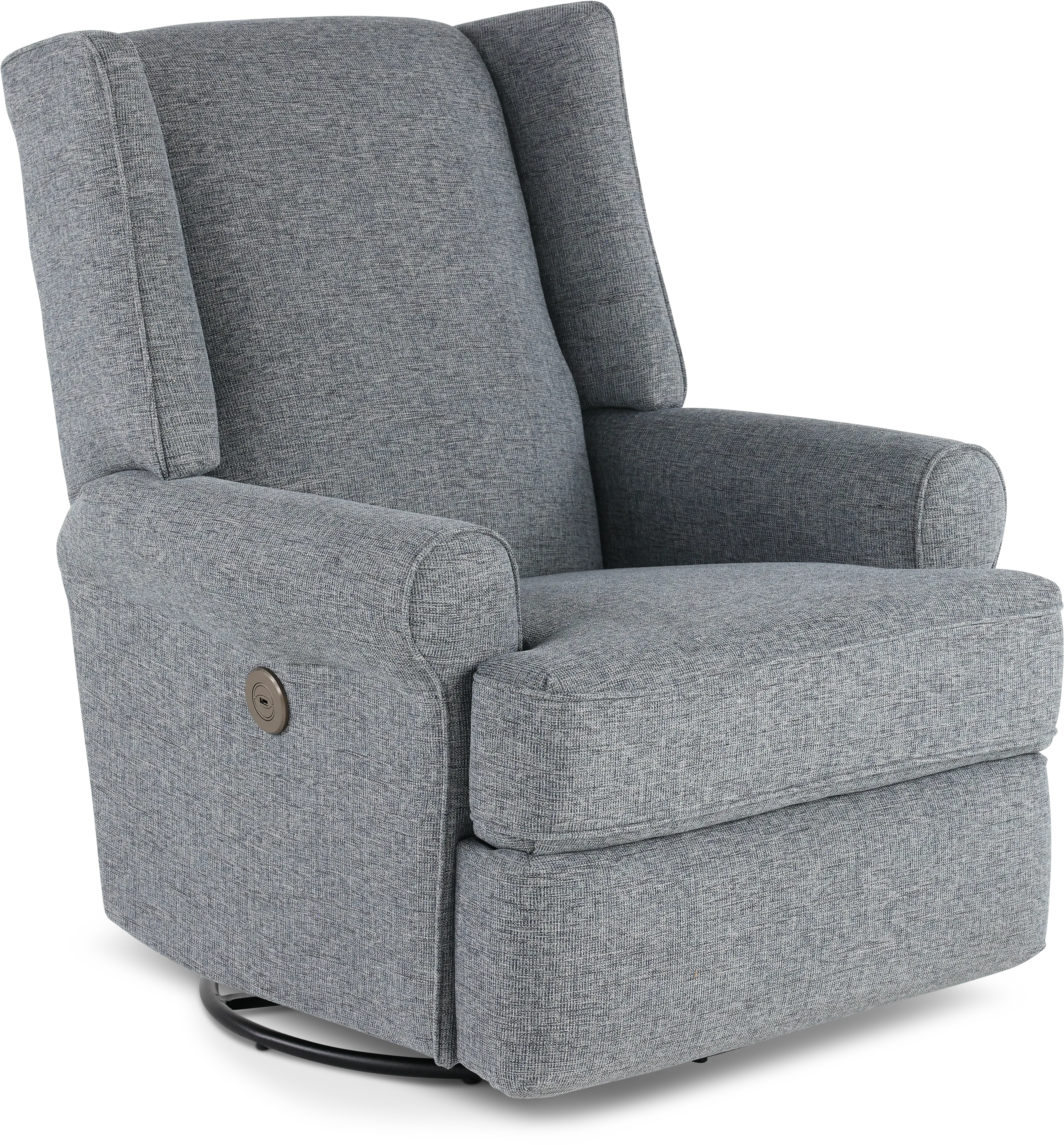 Logan Denim Blue Power Glider Recliner with Swivel-1