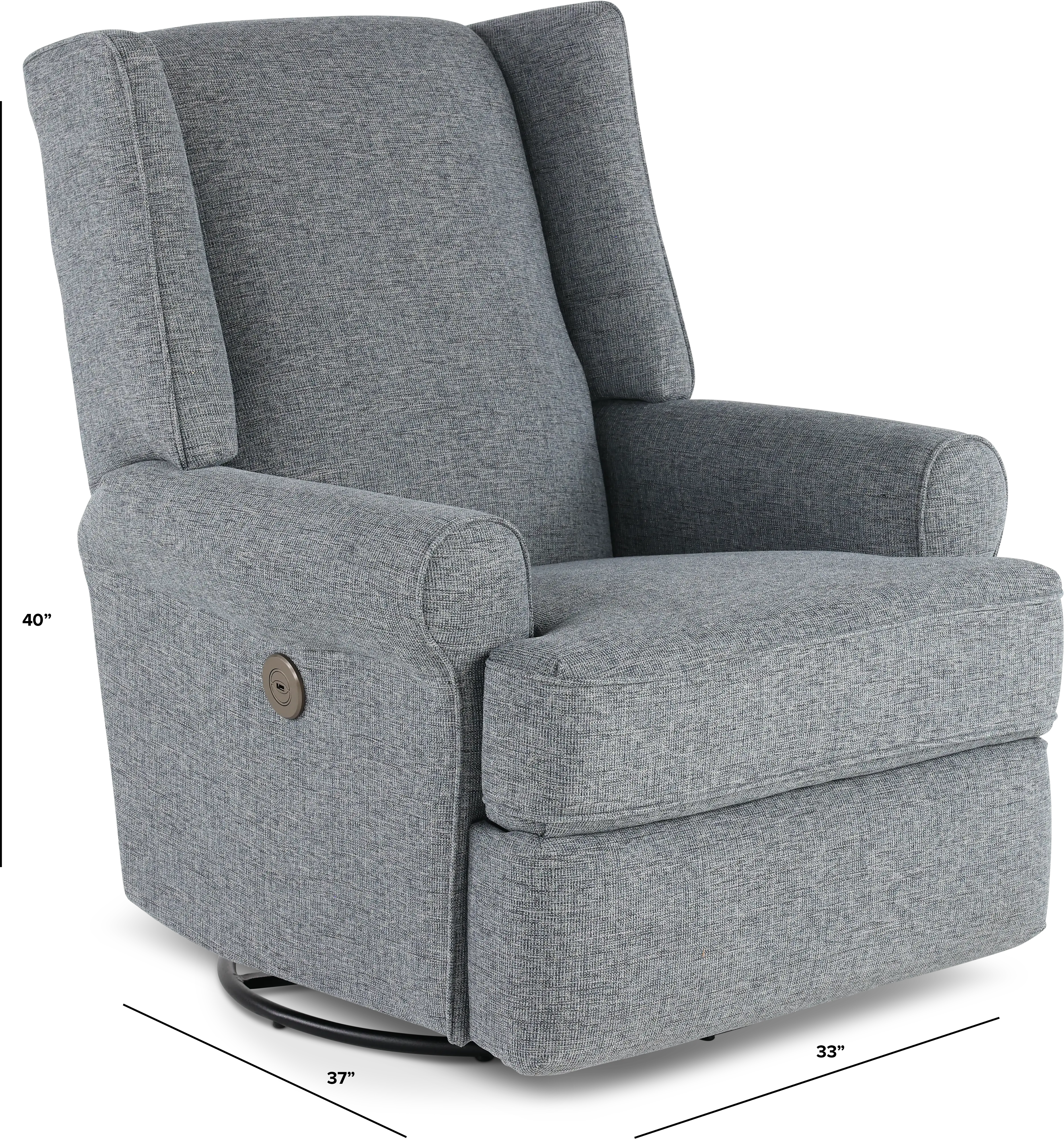 Logan Denim Blue Power Glider Recliner with Swivel-3