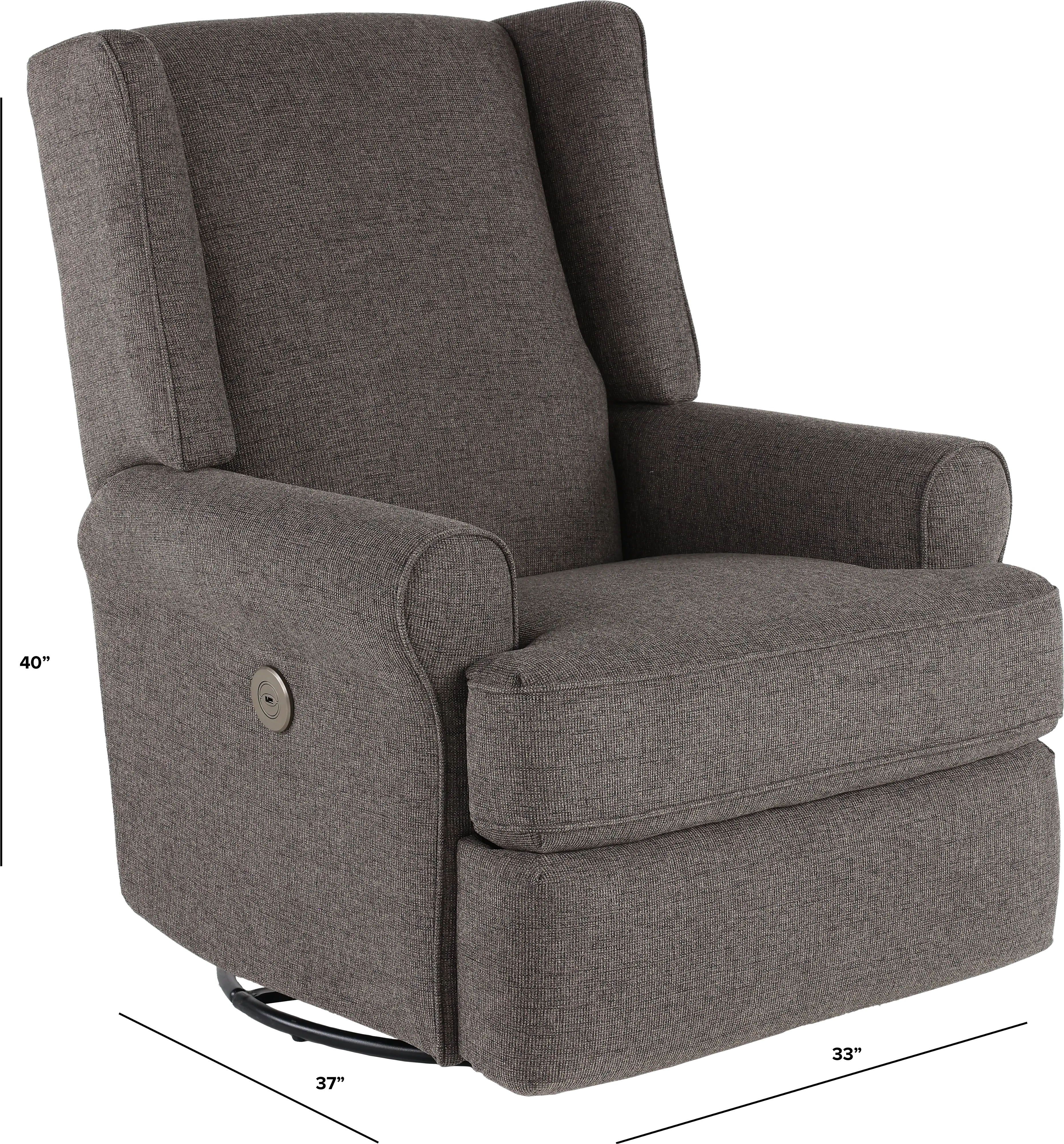 Logan Charcoal Gray Power Swivel Glider Recliner-2