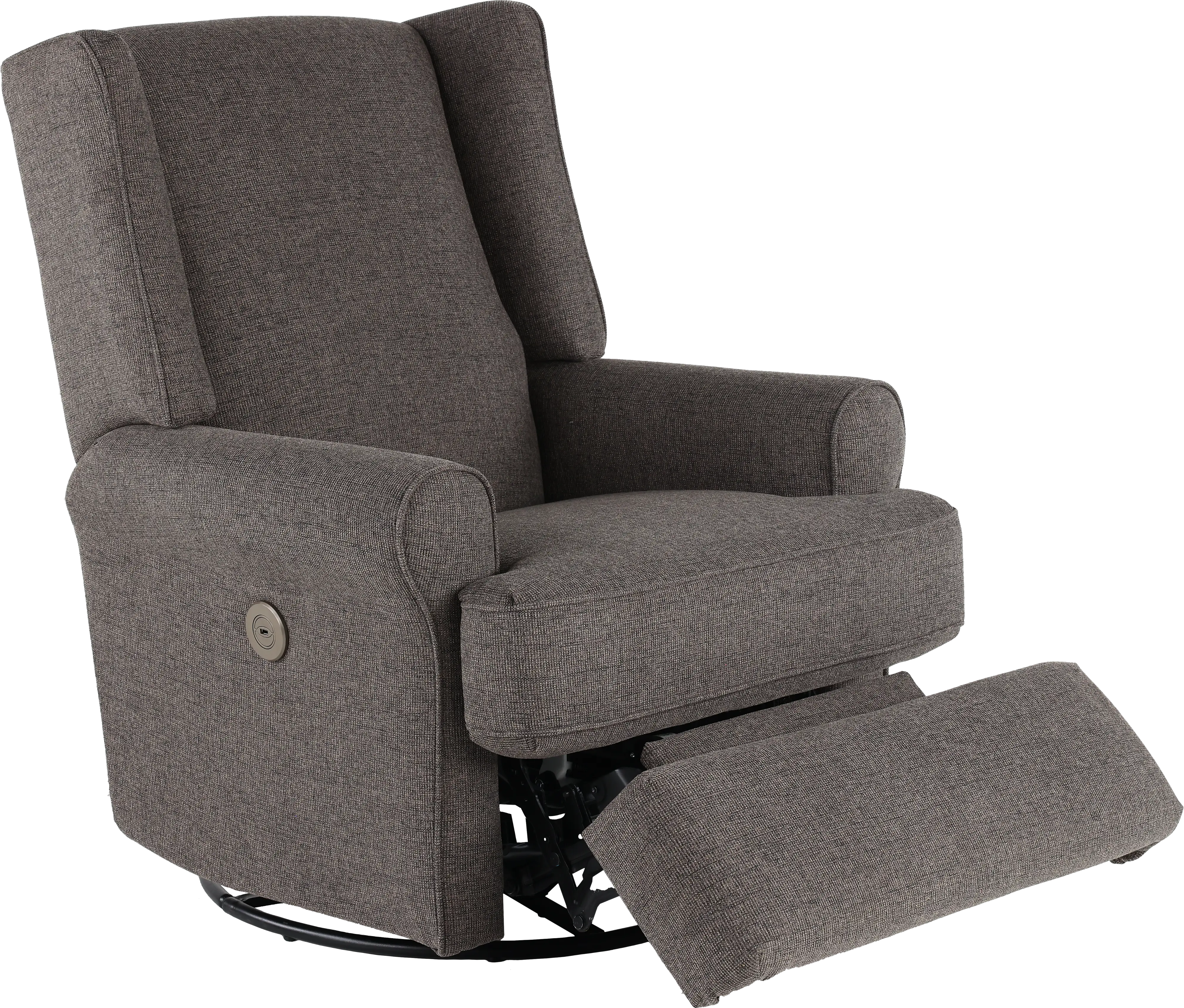 Logan Charcoal Gray Power Swivel Glider Recliner-4