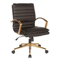 Mid-Back Faux Leather Black Office Chair