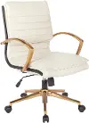 Mid-Back Cream and Gold Faux Leather Chair