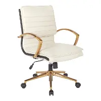 Mid-Back Cream and Gold Faux Leather Chair