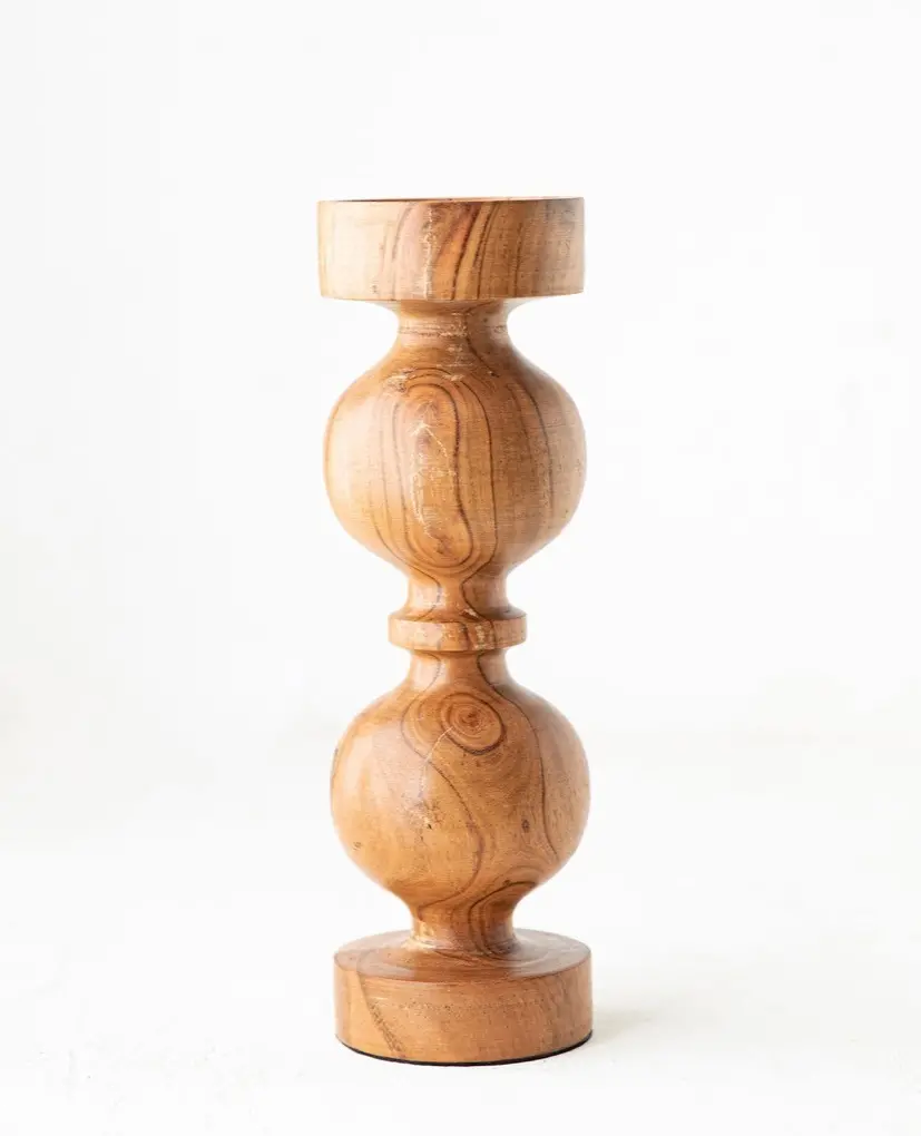12  Brown Mango Wood Candle Holder-1