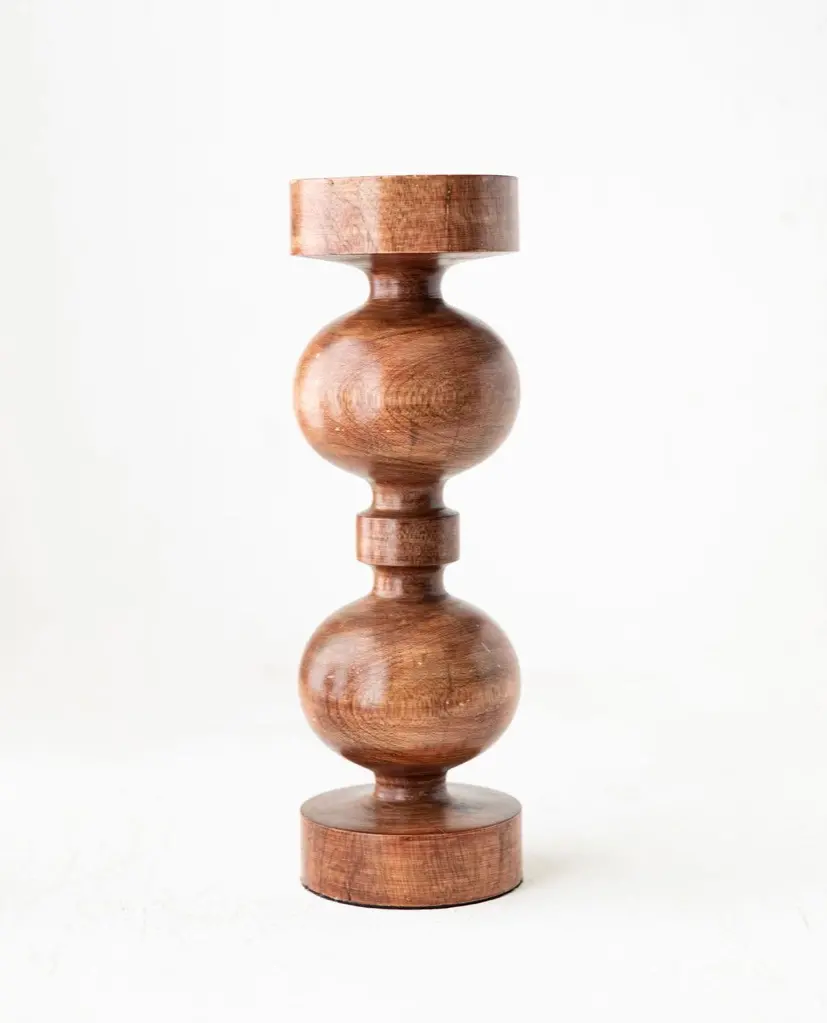 9  Red Mango Wood Candle Holder-1