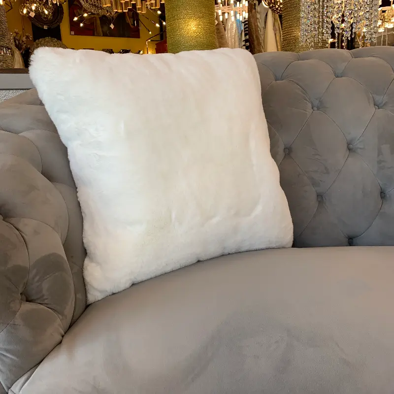 Chinchilla Off White Faux Fur Throw Pillow