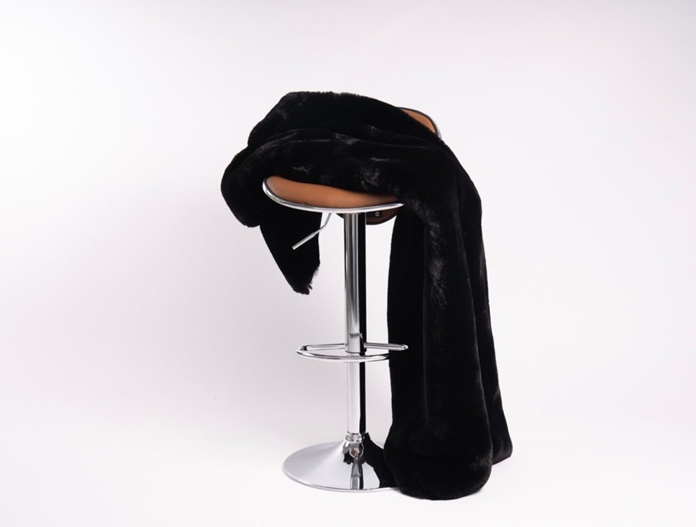 Chinchilla Black Faux Fur Throw Blanket