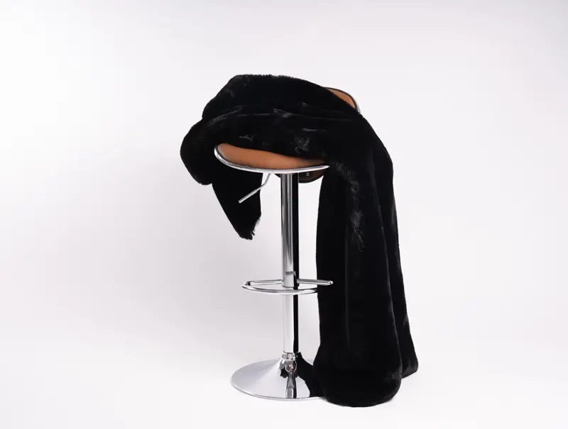 Chinchilla Black Faux Fur Throw Blanket