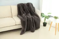 Chinchilla Charcoal Gray Faux Fur Throw Blanket