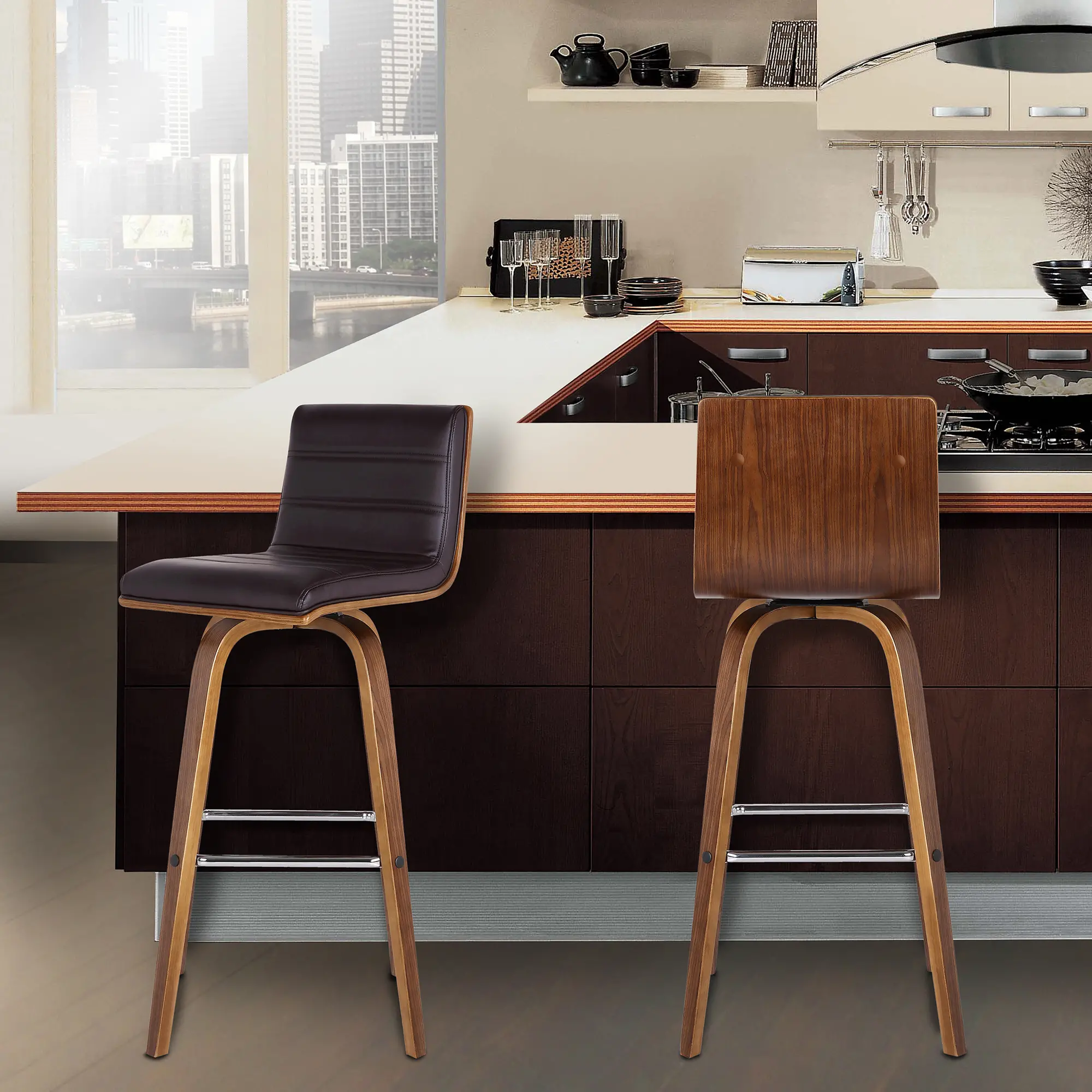 LCVIBABRWA26 Vienna Walnut Brown Swivel Counter Height Stool-2
