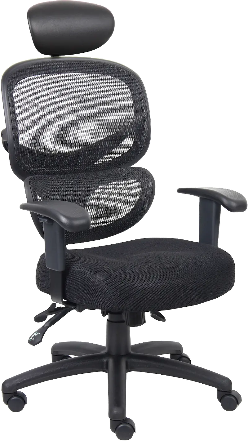 Boss Black Mesh Office Chair with Head Rest