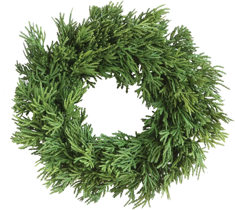 10 Inch Round Green Faux Cedar Wreath Arrangement