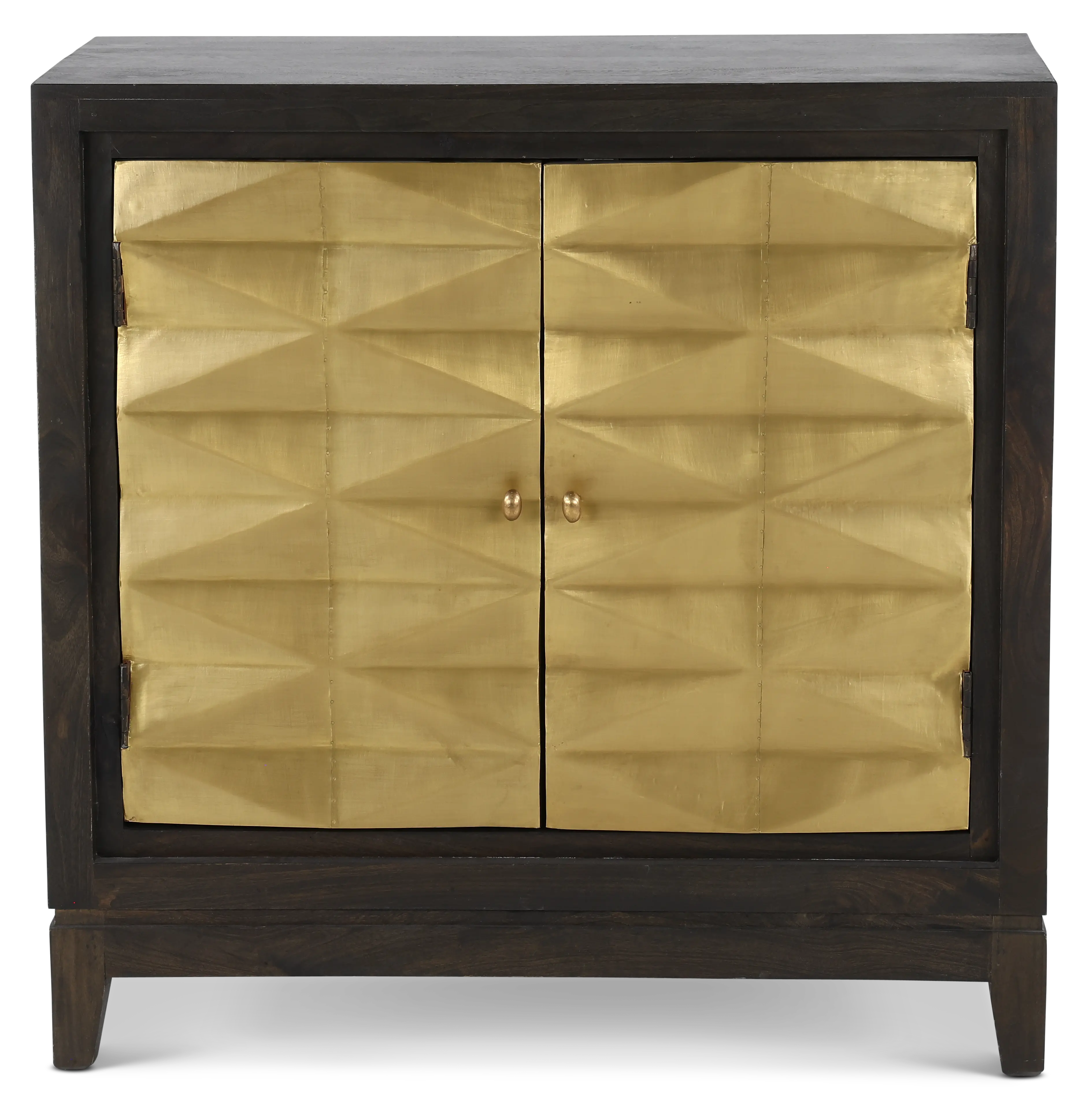 Abshire Dark Brown and Gold 2-Door Cabinet-1