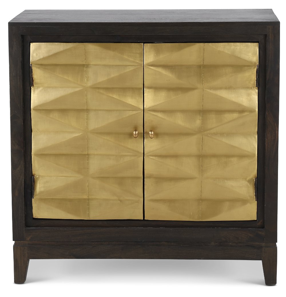 Abshire Dark Brown and Gold 2-Door Cabinet
