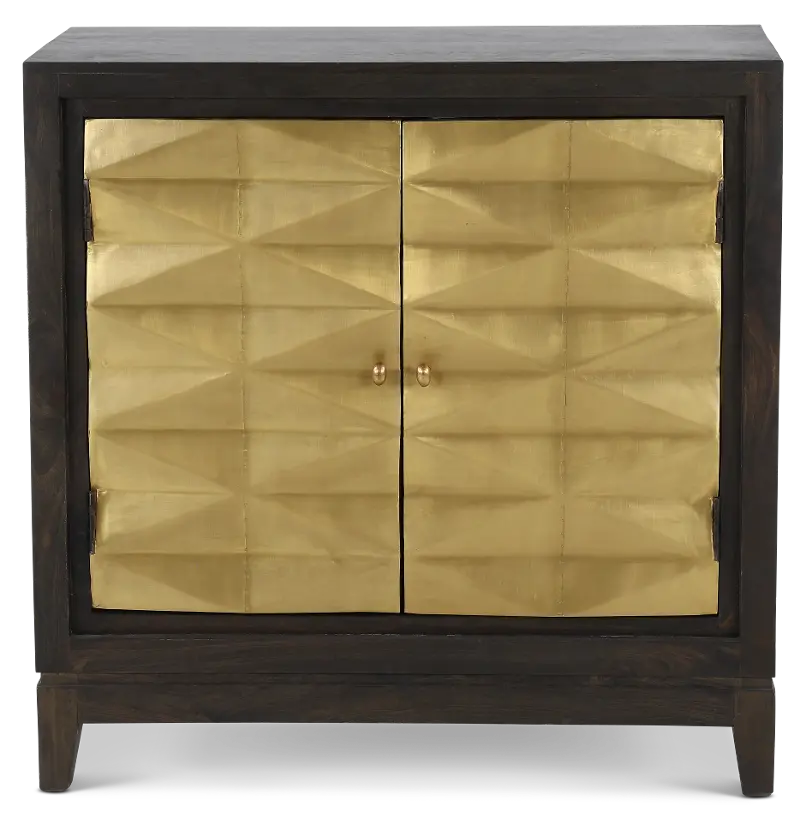 Abshire Dark Brown and Gold 2-Door Cabinet