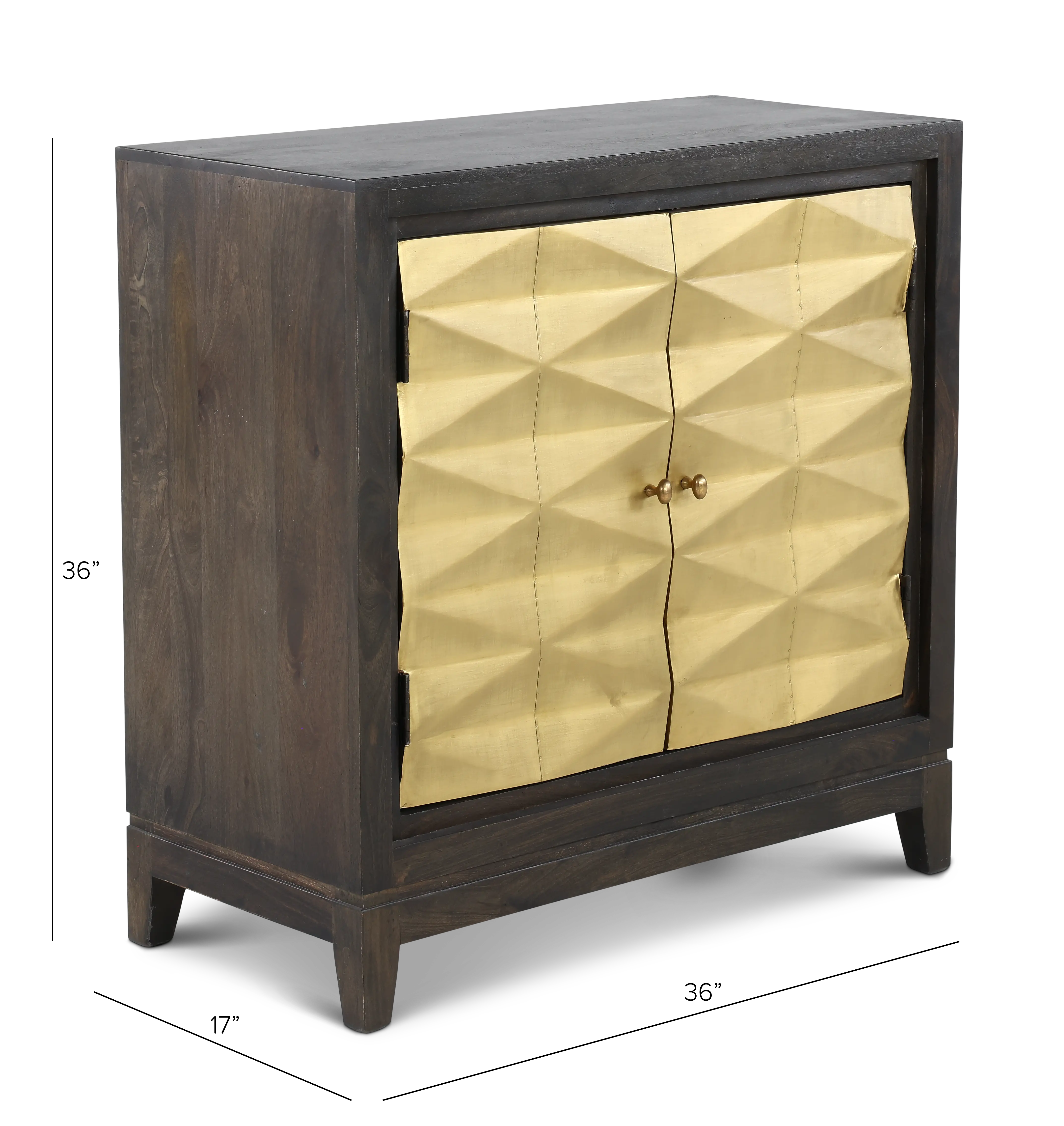 Abshire Dark Brown and Gold 2-Door Cabinet-3