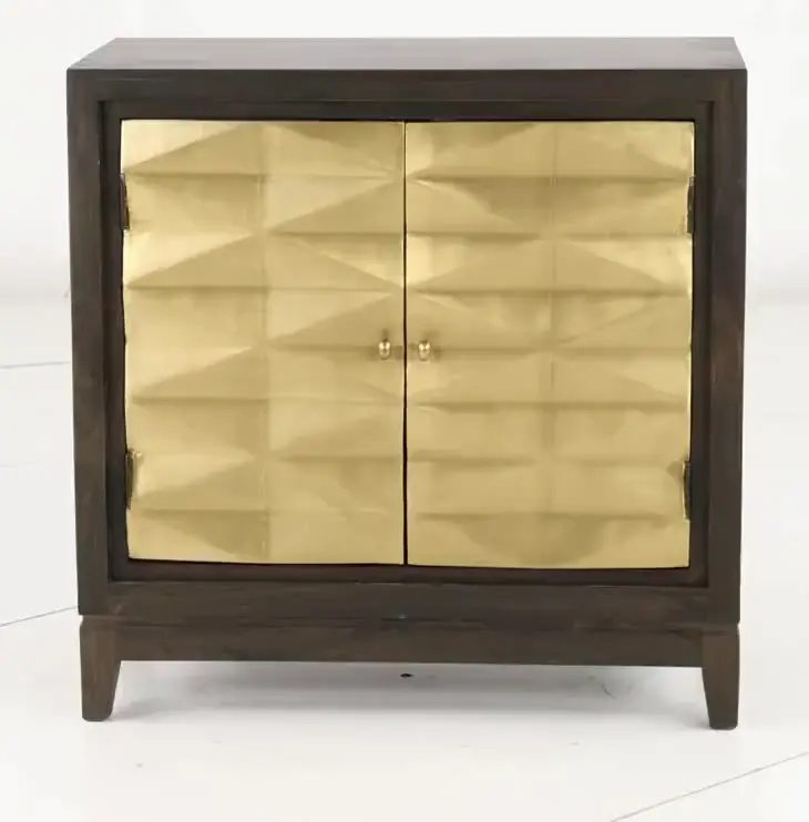 Abshire Dark Brown and Gold 2-Door Cabinet-4