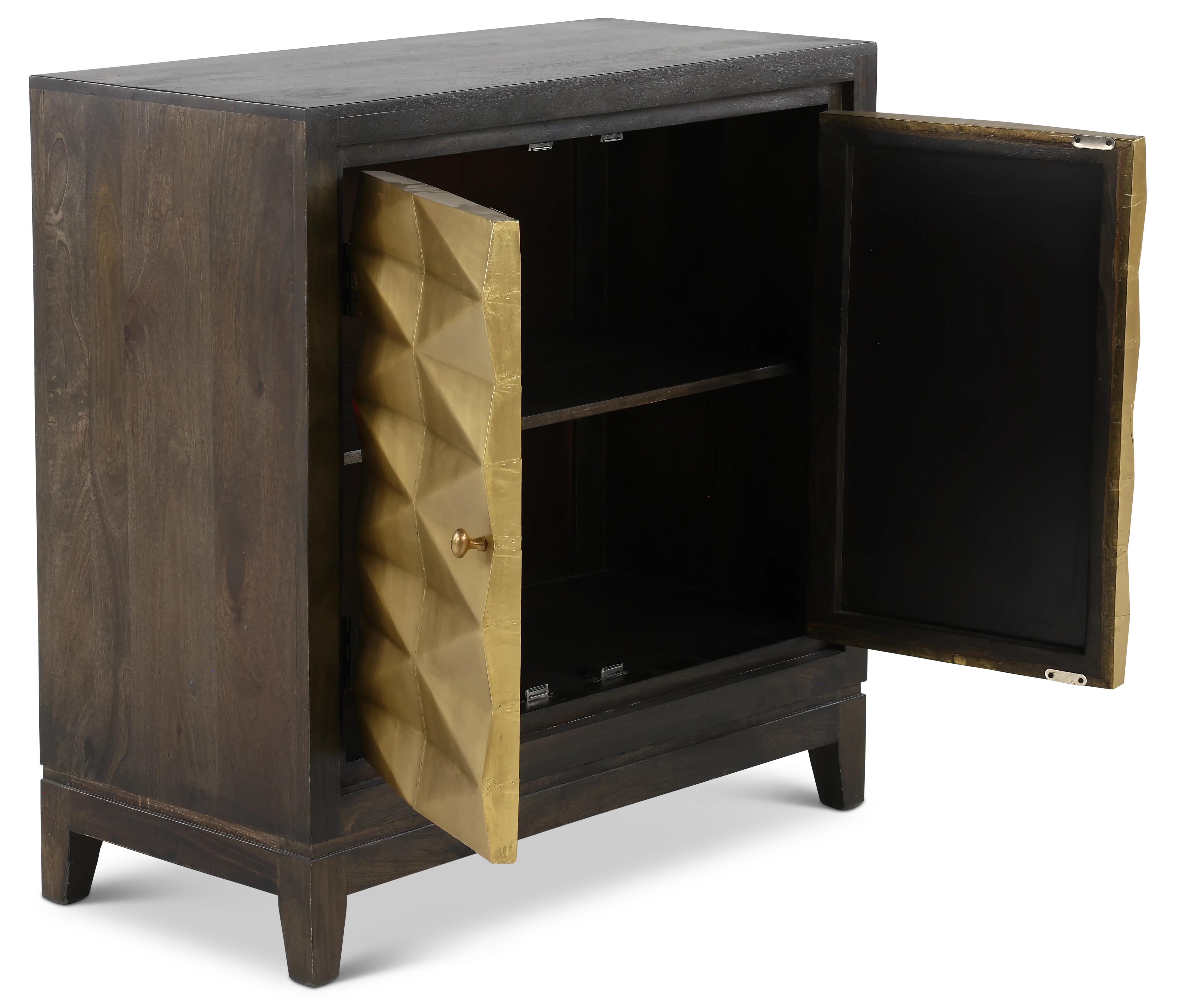 Abshire Dark Brown and Gold 2-Door Cabinet-6