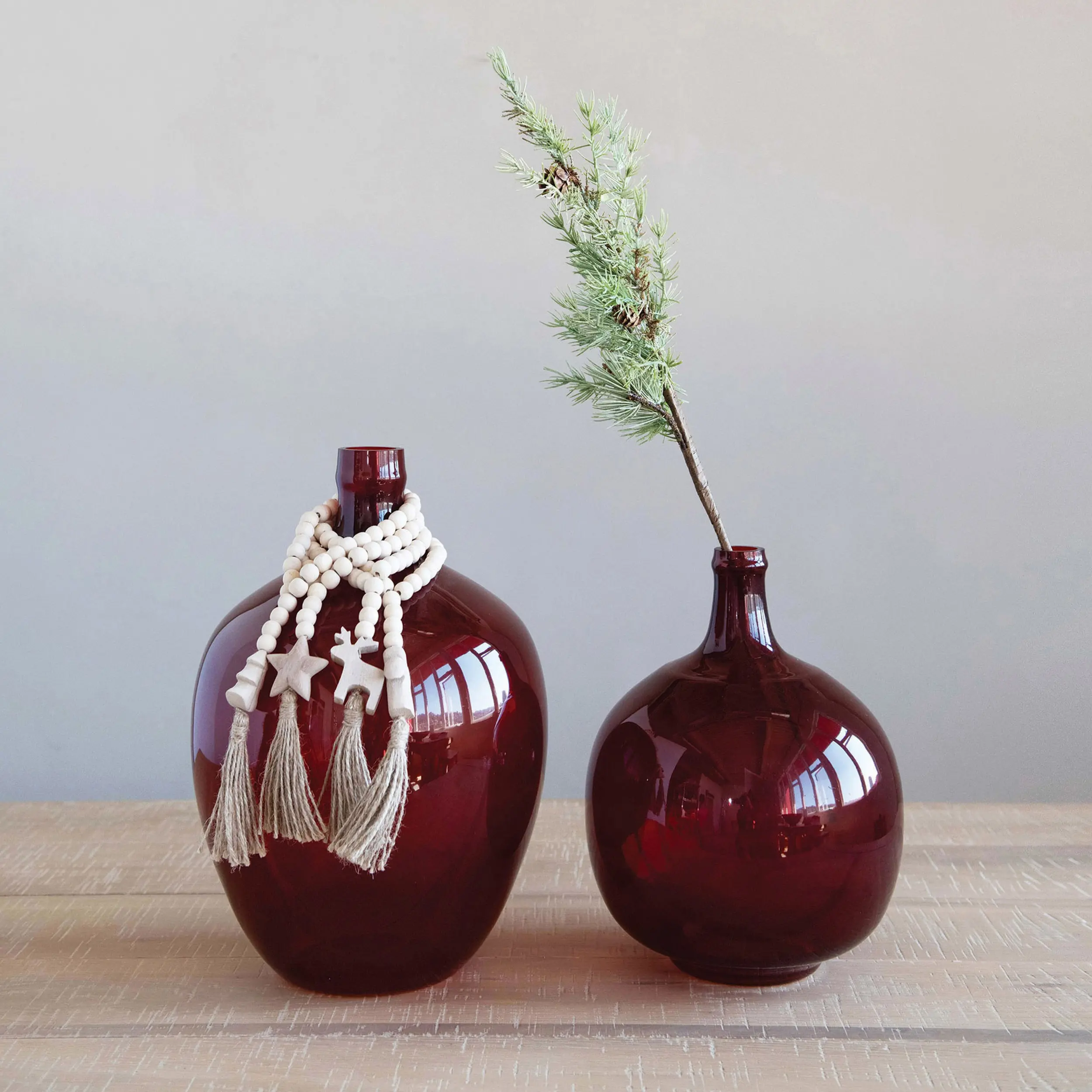XM7257-RED/BOTTLE 15 Inch Red Glass Bottle-2