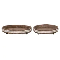17  Brown Wood Beaded Display Tray