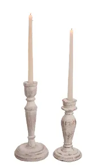 12  Cement White Wash Candle Holder Taper