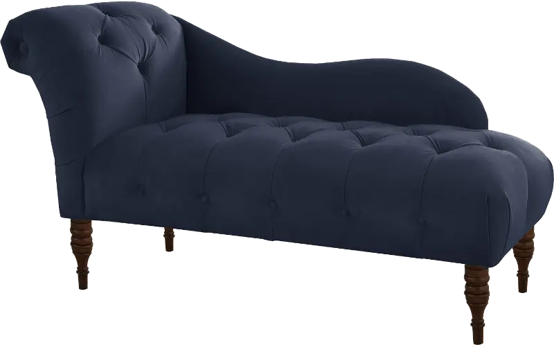 Carmen Velvet Navy Single Arm Chaise - Skyline Furniture