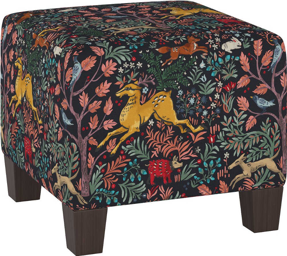 Blaire Navy Frolic Square Ottoman