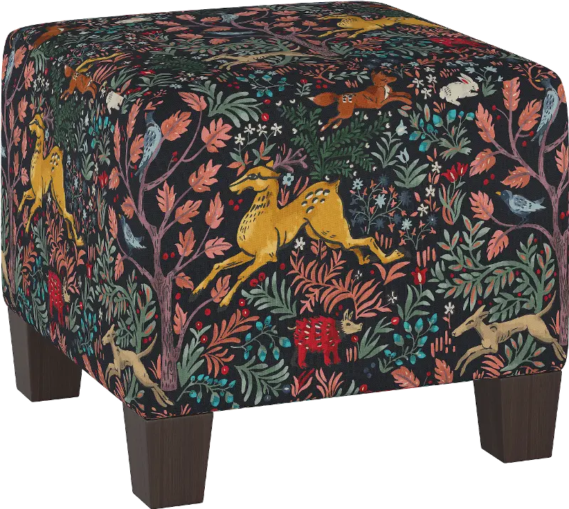 Blaire Navy Frolic Square Ottoman