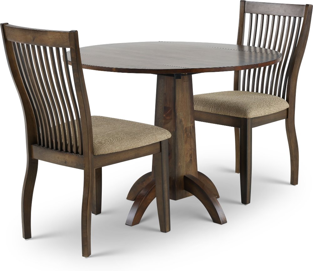 Zoey Mango Wood 3 Piece Dining Room Set with Slat Back Chairs