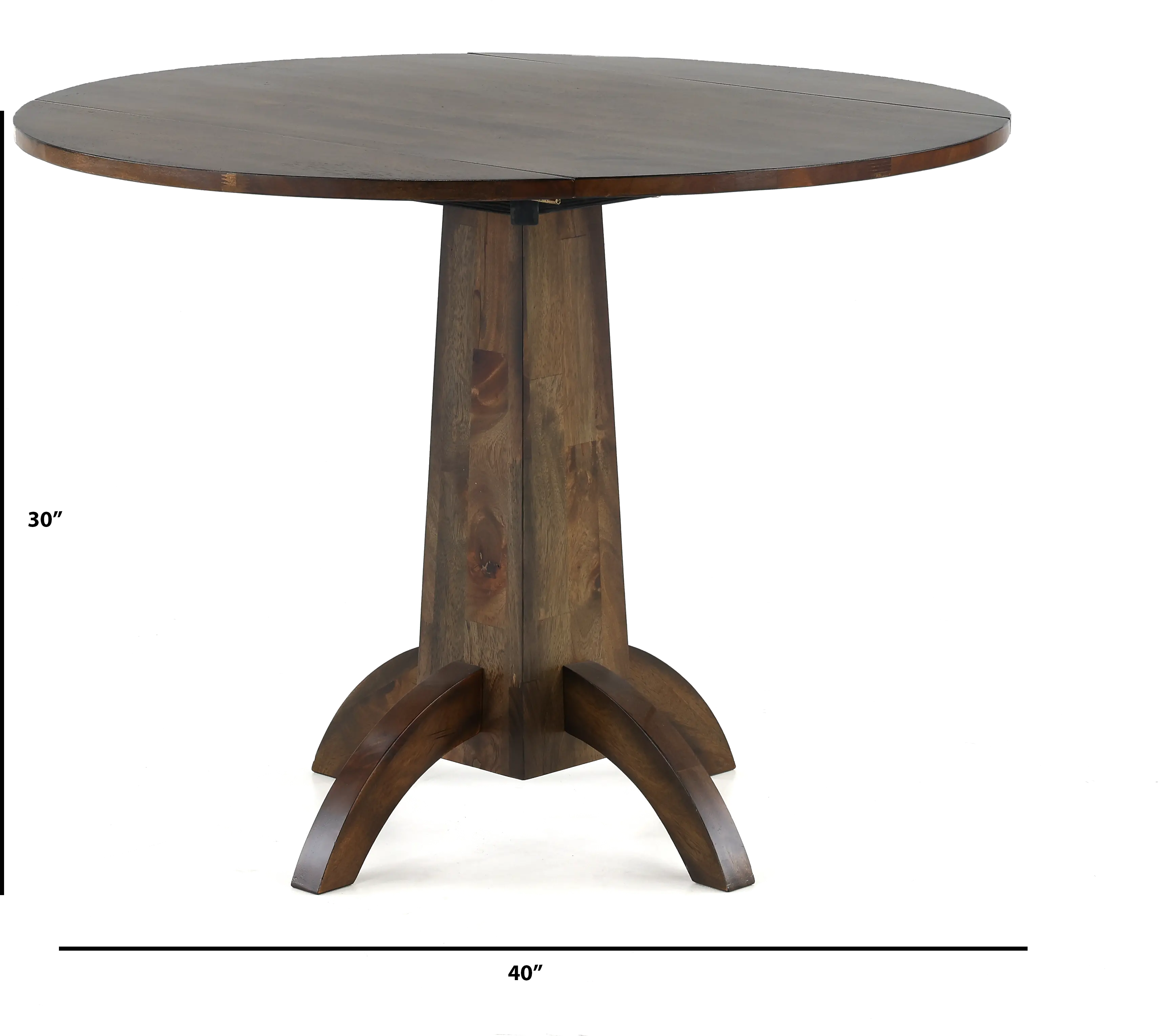 Zoey Natural Brown Round Drop-Leaf Dining Table-3