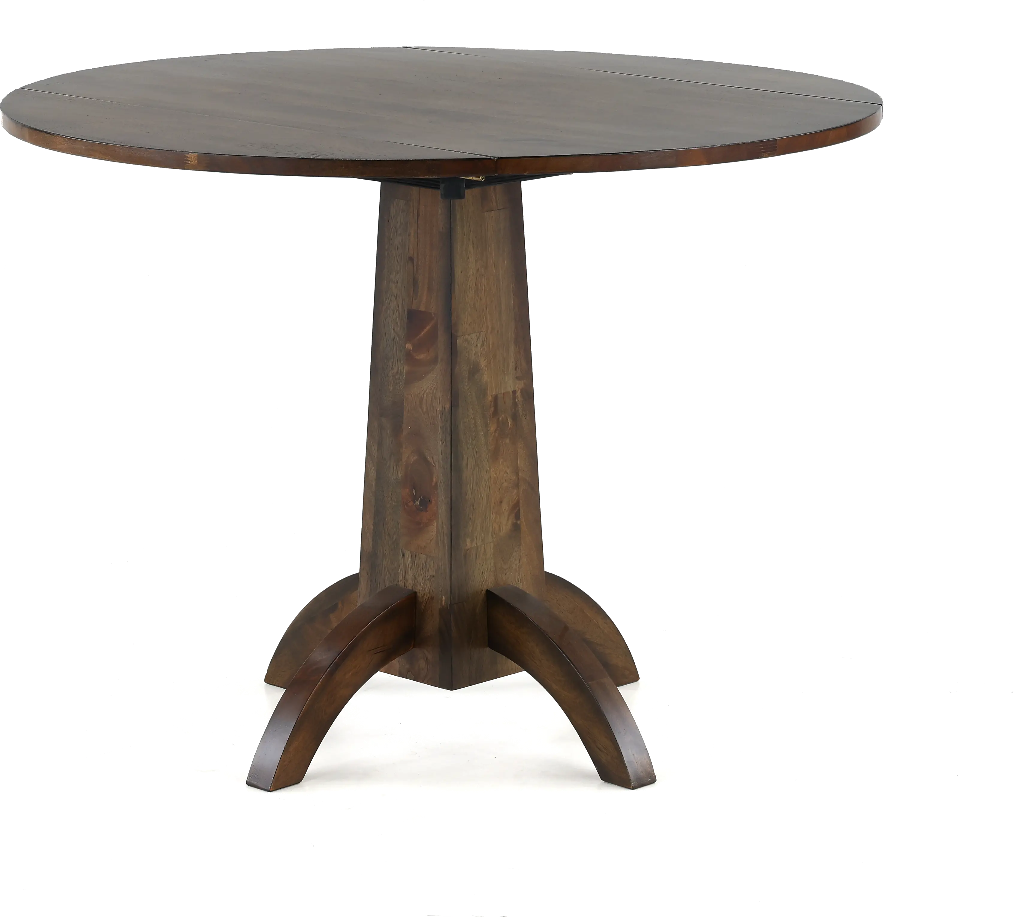 Zoey Natural Brown Round Drop-Leaf Dining Table-5