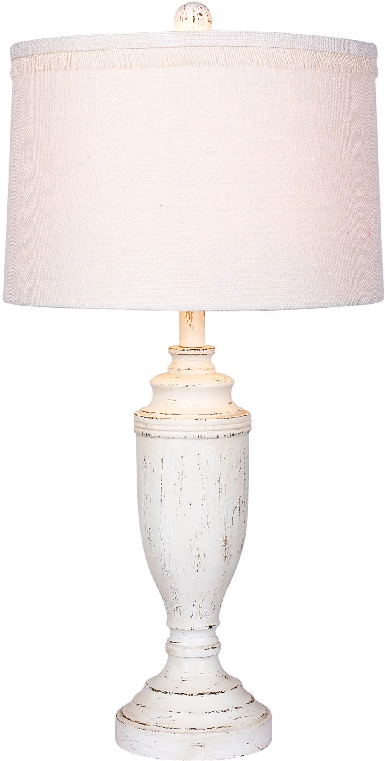 Cottage Antique White Resin Table Lamp-1