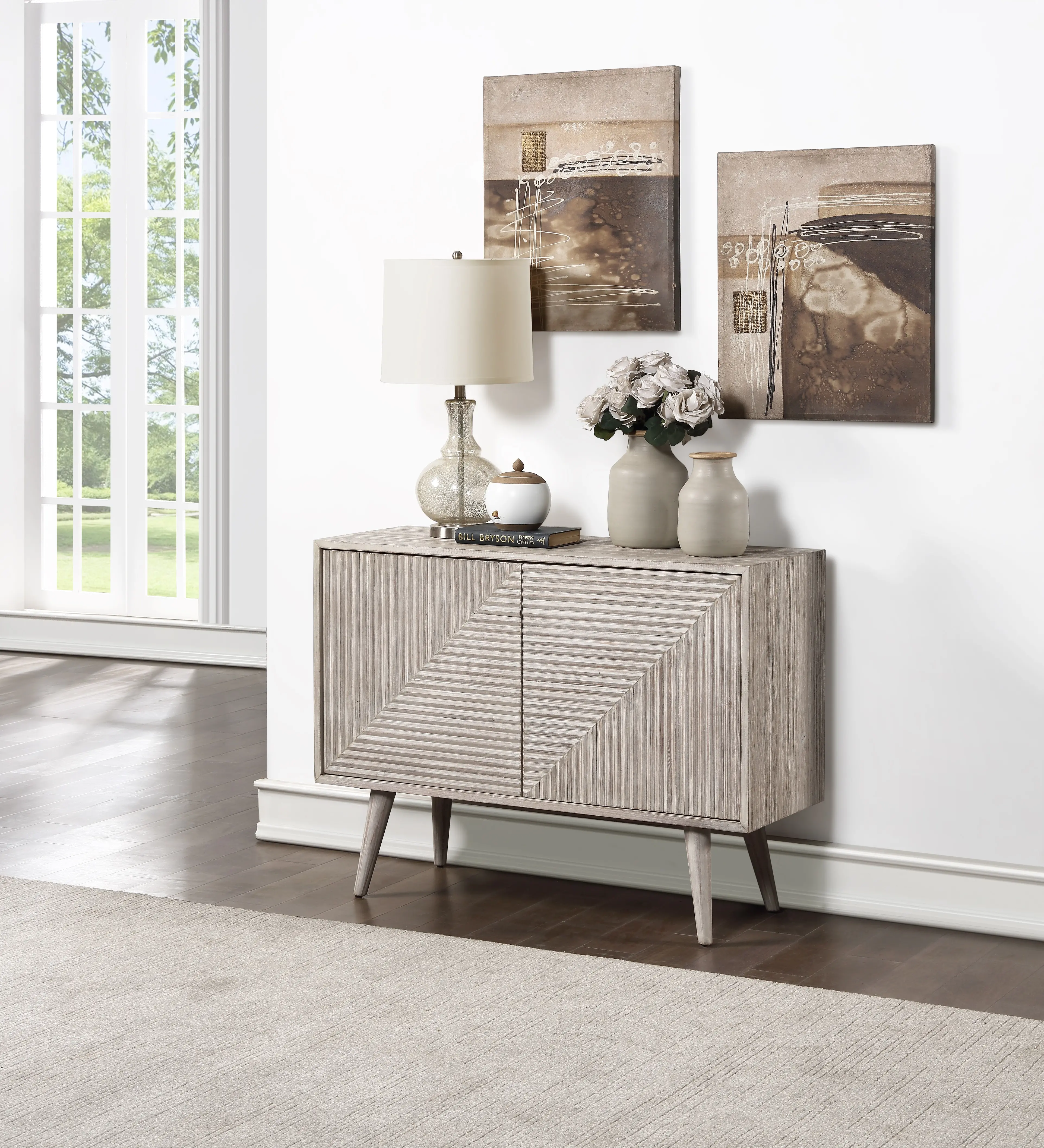 51567/HLBRK-CABINET Mid Century Modern Gray Wash Two Door Accent Cabinet-2