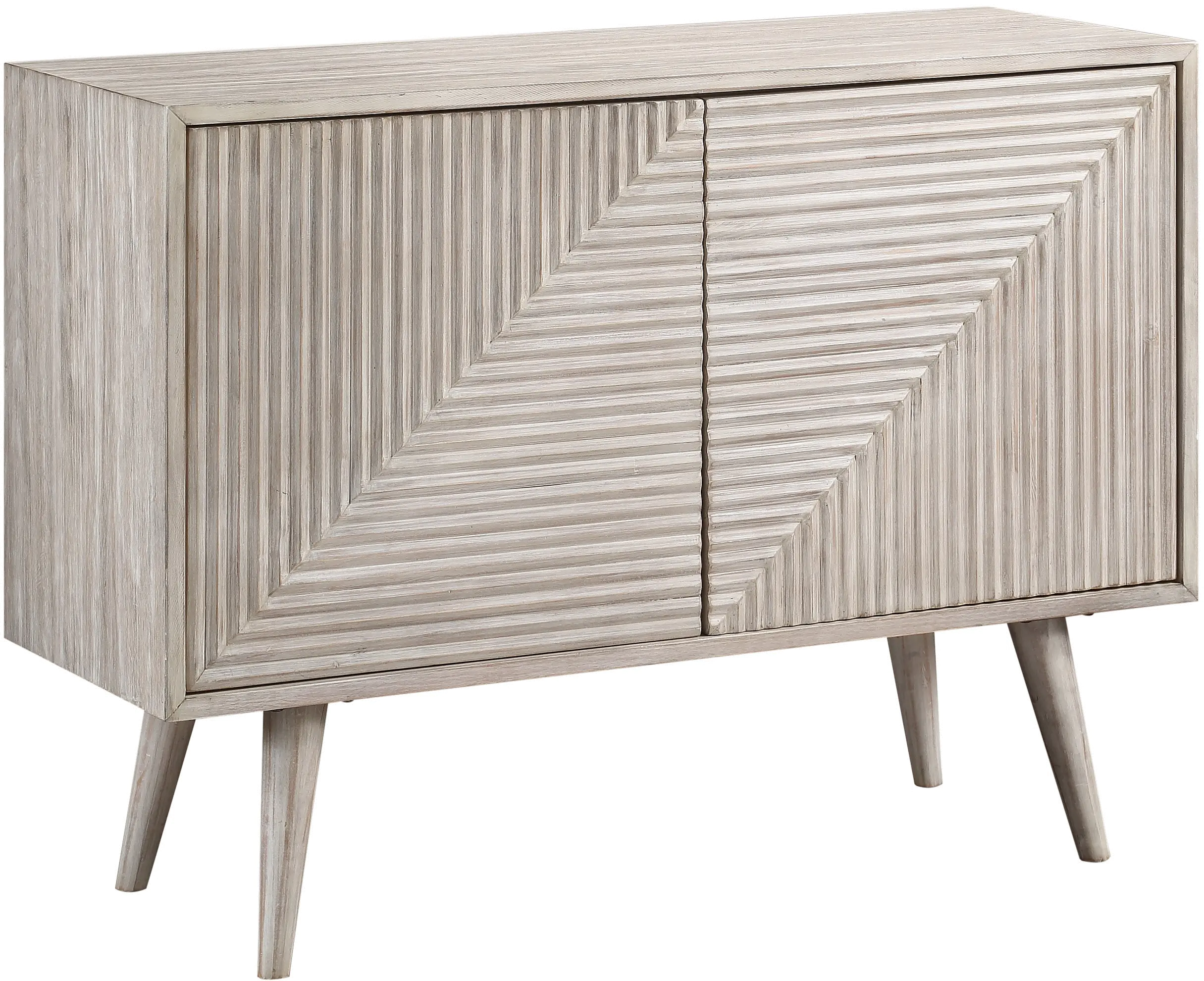 51567/HLBRK-CABINET Mid Century Modern Gray Wash Two Door Accent Cabinet-1