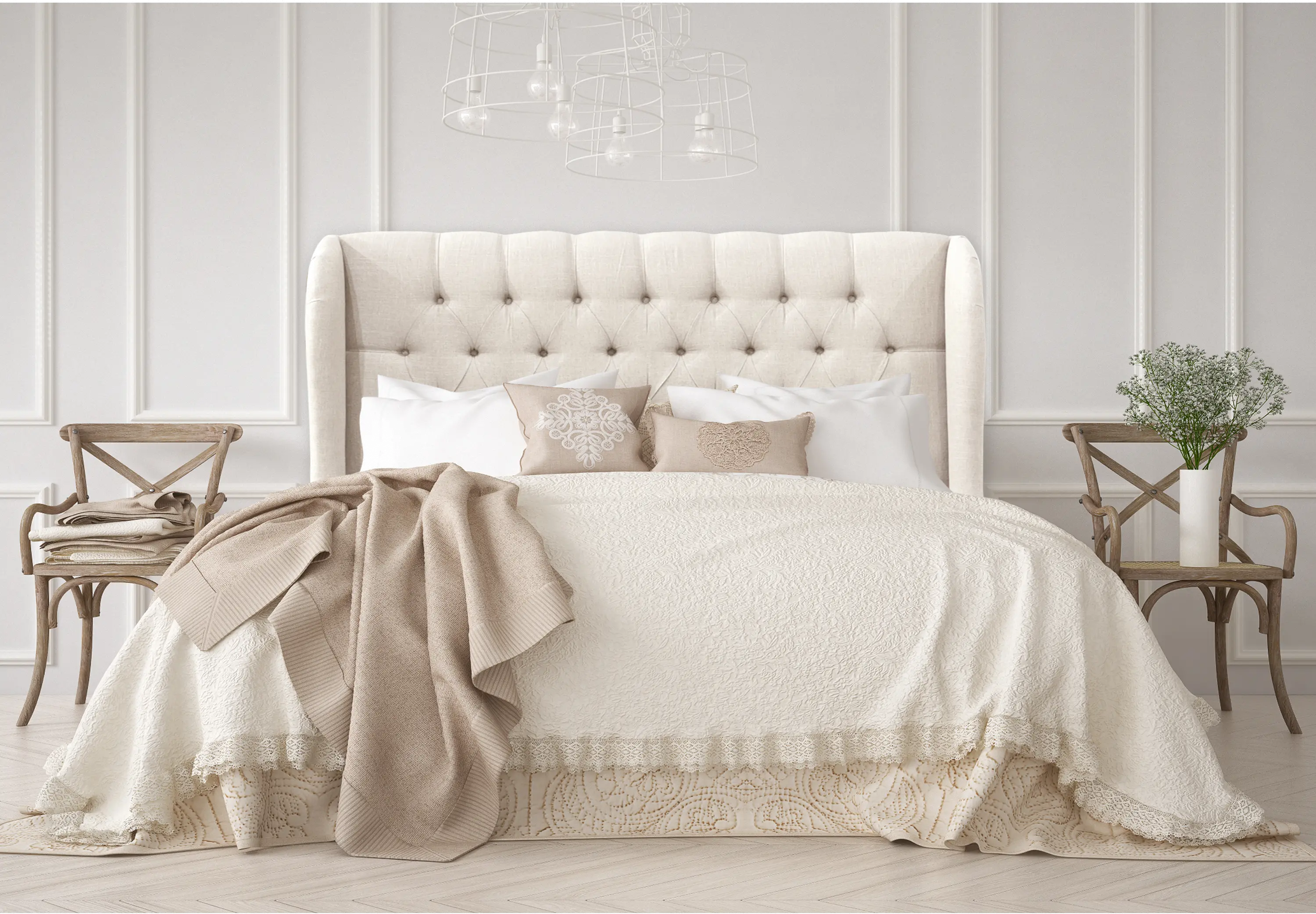 412QLNNTLC Jaclyn Cream Sloped Wingback Queen Headboard - Skyline Furniture-2