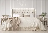 412QLNNTLC Jaclyn Cream Sloped Wingback Queen Headboard - Skyline Furniture