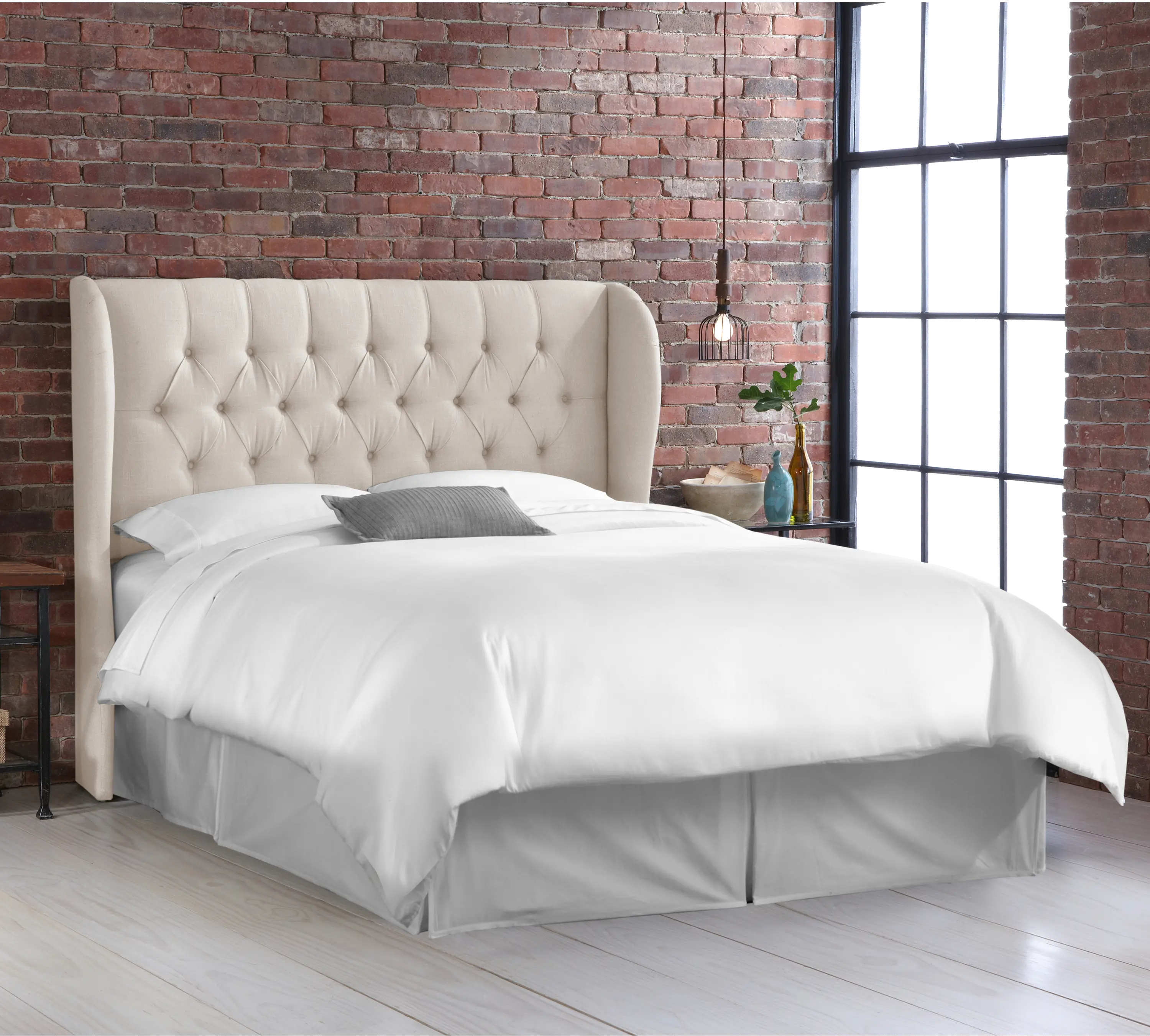 412QLNNTLC Jaclyn Cream Sloped Wingback Queen Headboard - Skyline Furniture-1