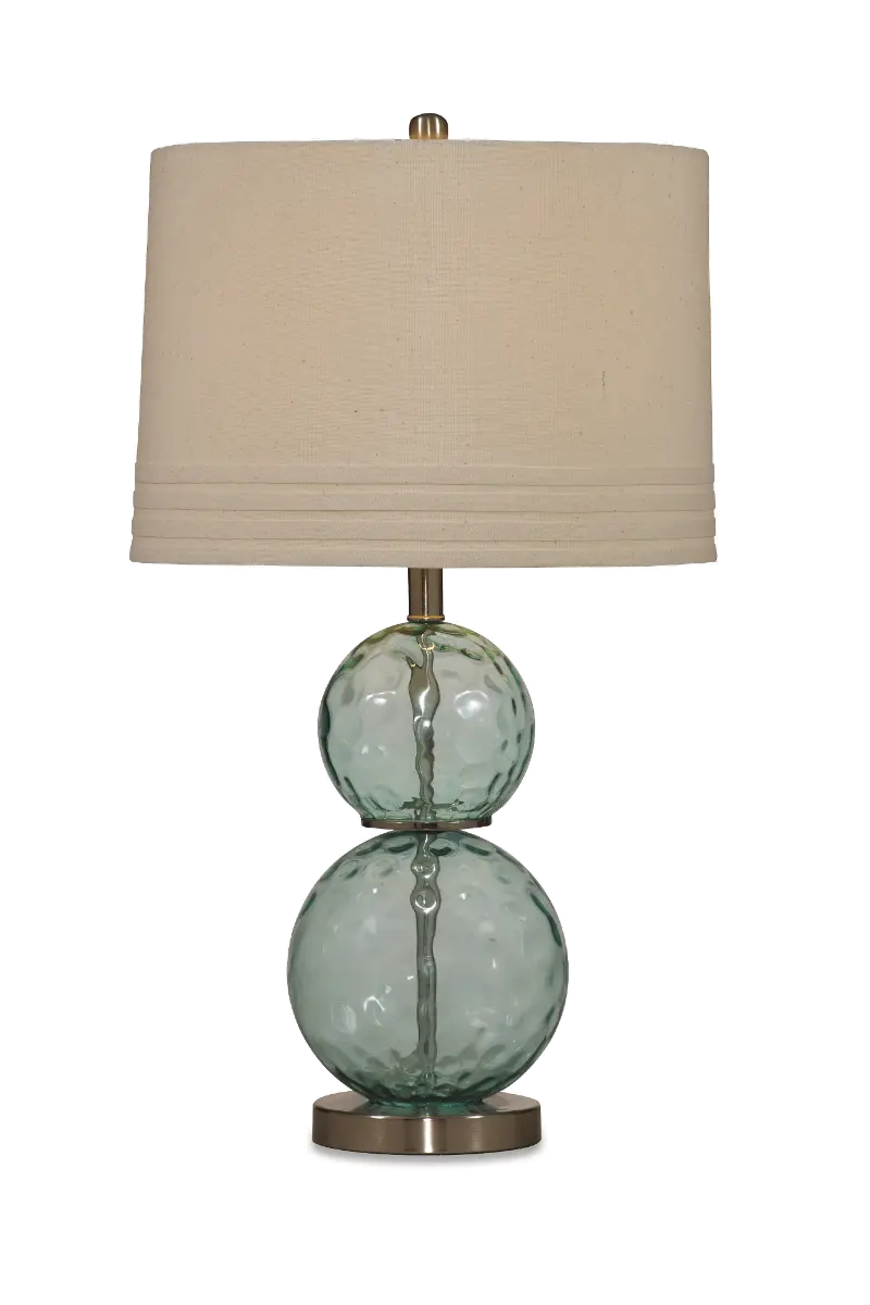 Sea Blue Green Glass Table Lamp with Silver Base