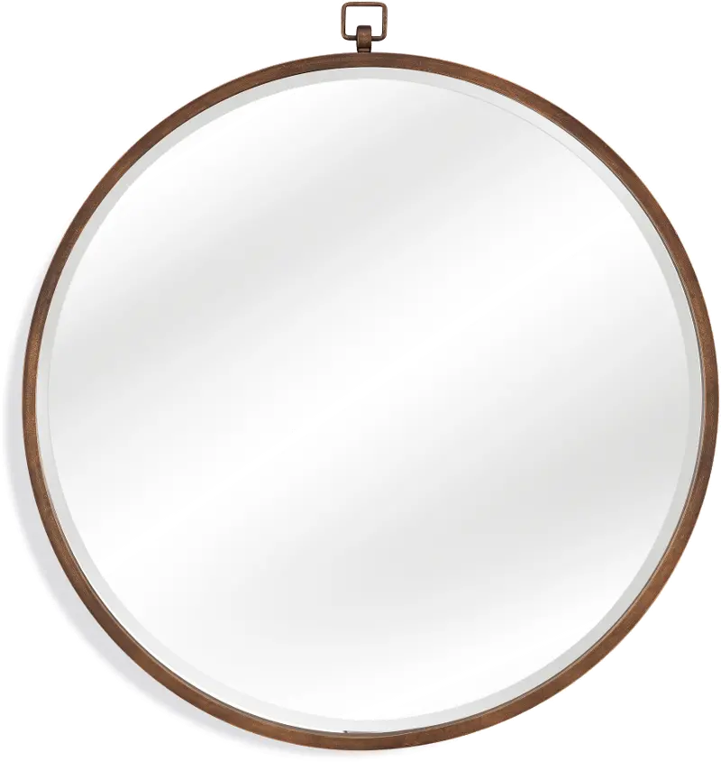 Transitional 36 Inch Antique Bronze Round Wall Mirror