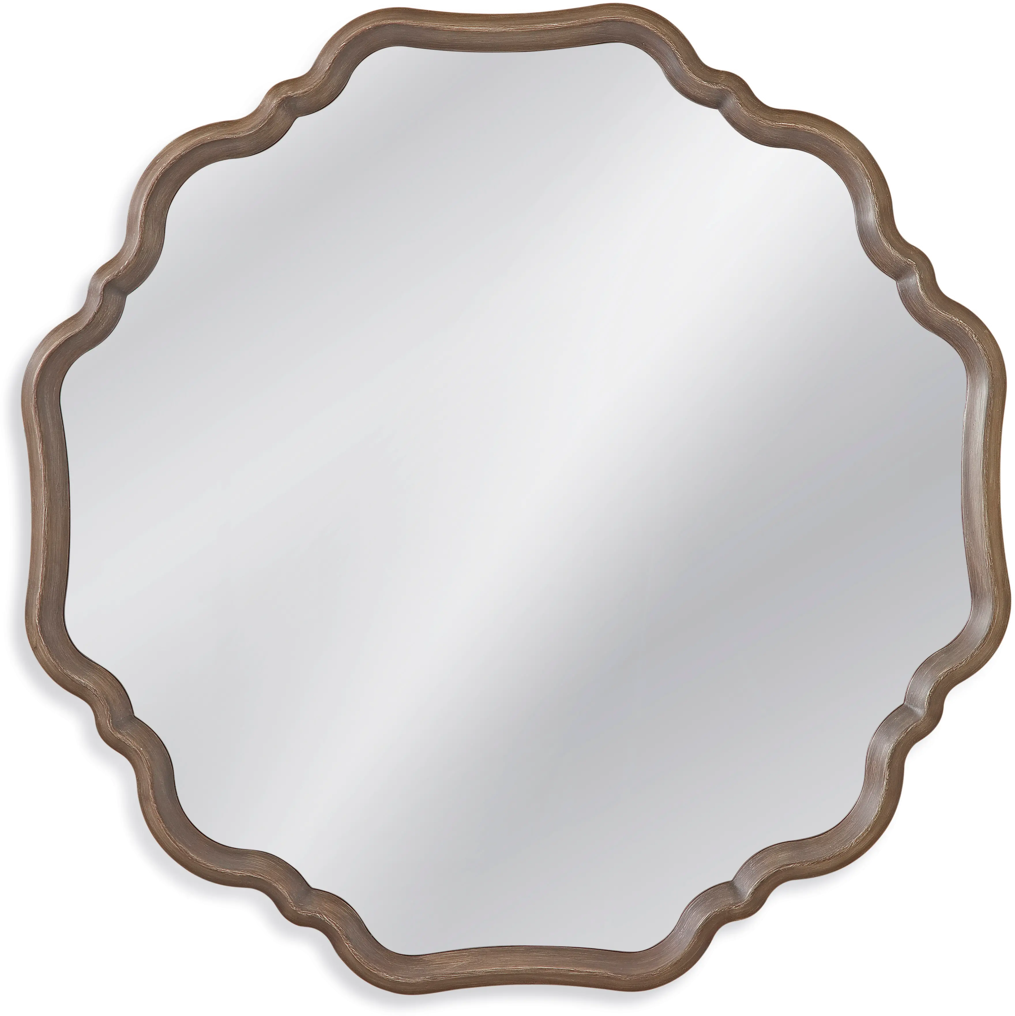 40 Inch Gray Scalloped Frame Wall Mirror-1