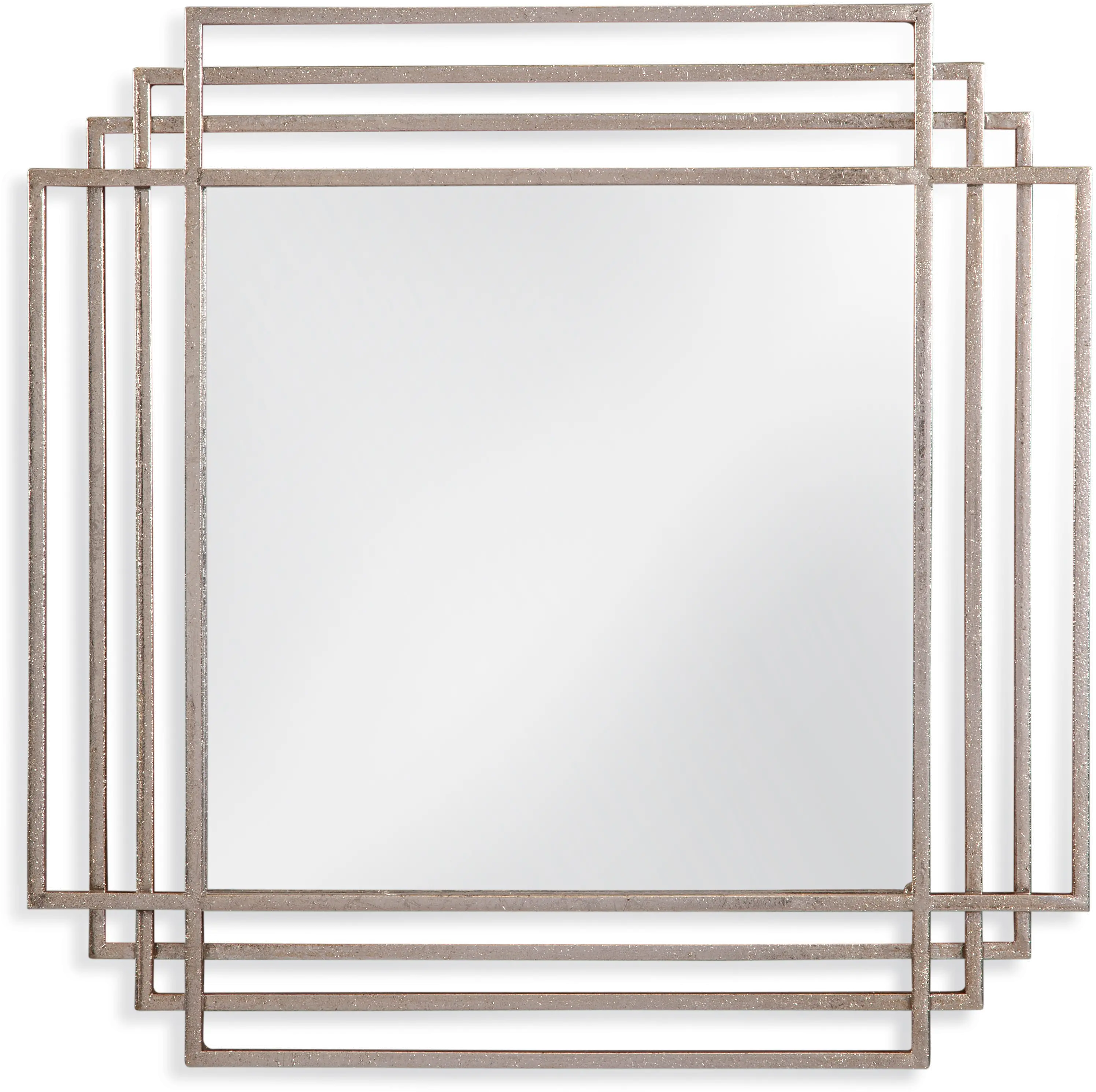 Silver Leaf Metal Open Design Style Wall Mirror-1