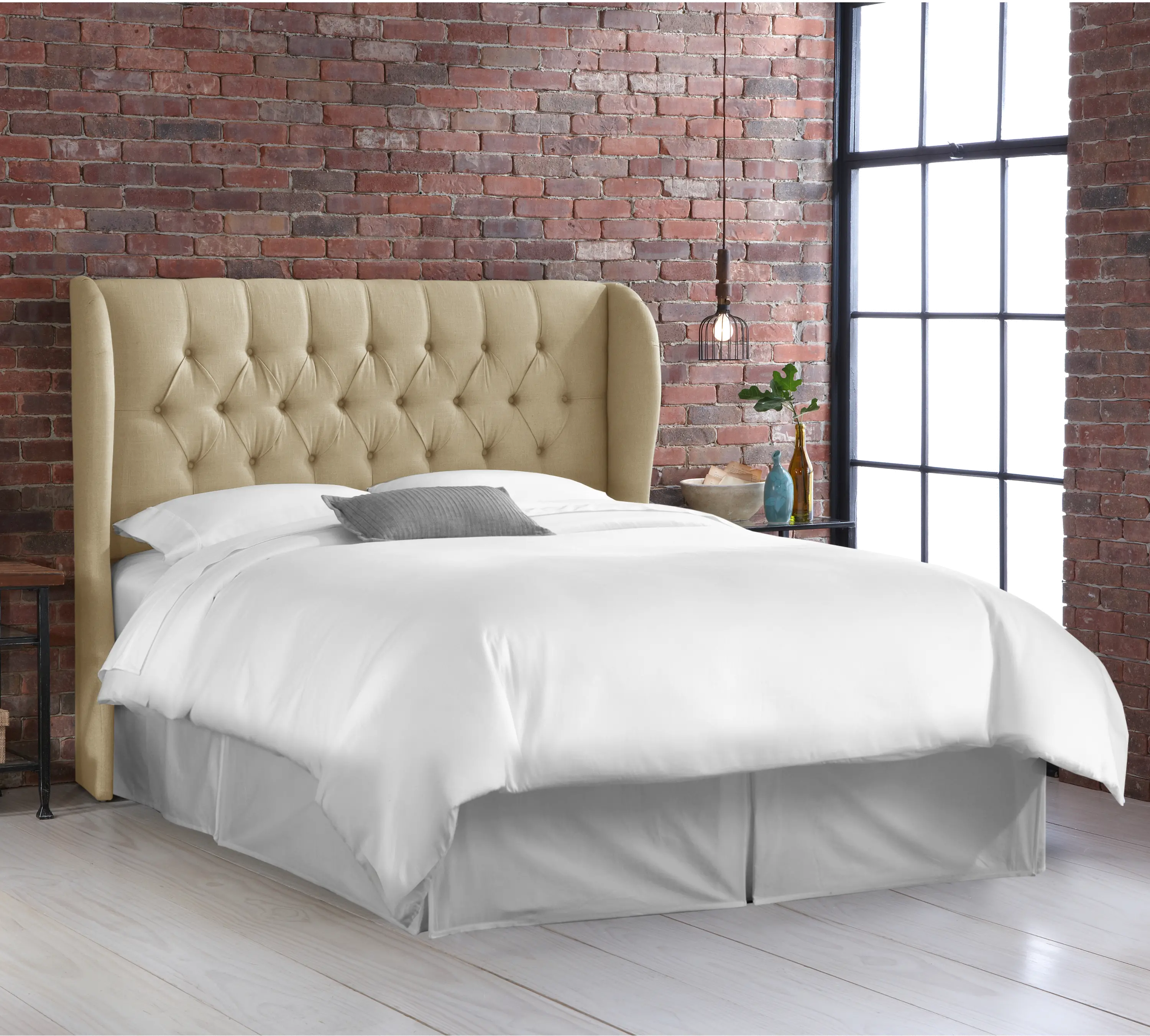 414CLNNSND Jaclyn Tan Sloped Wingback California King Headboard - Skyline Furniture-1