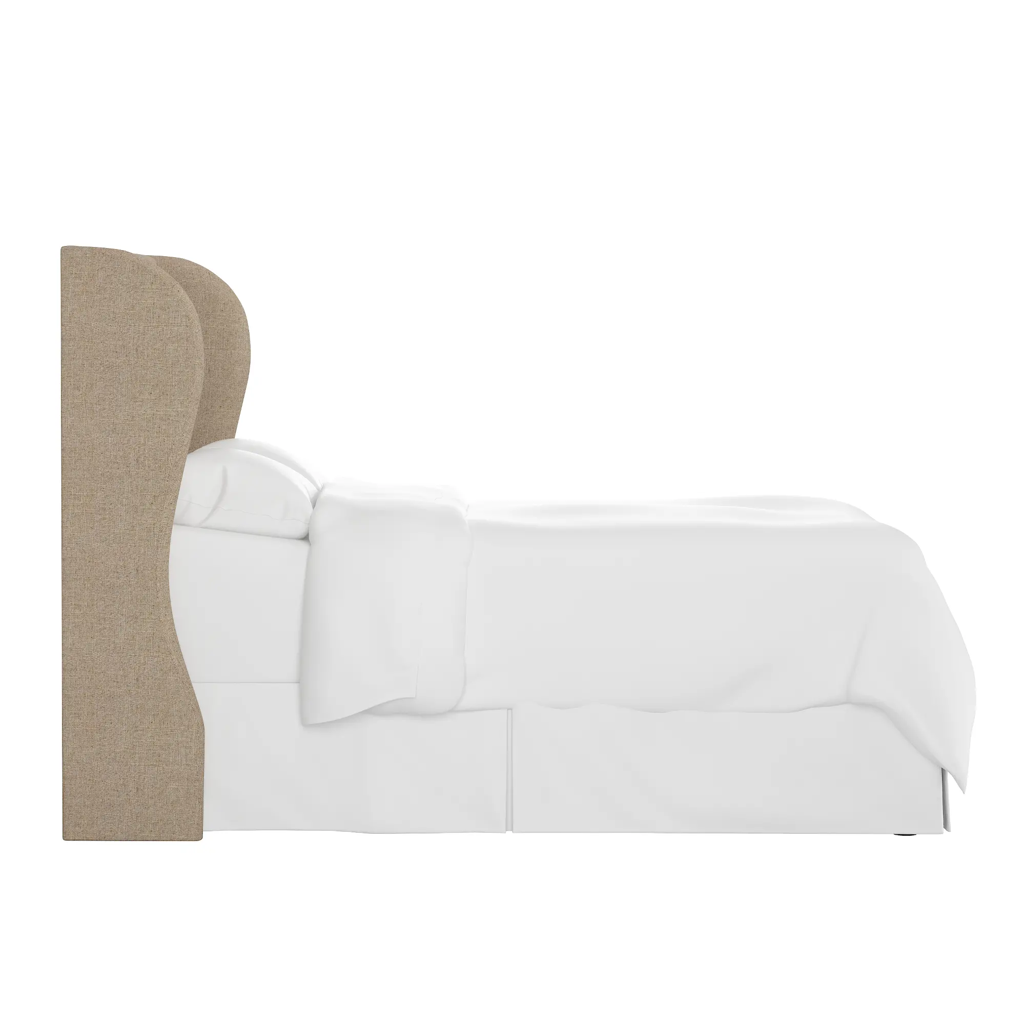 Close-up of tufted headboard fabric texture in beige