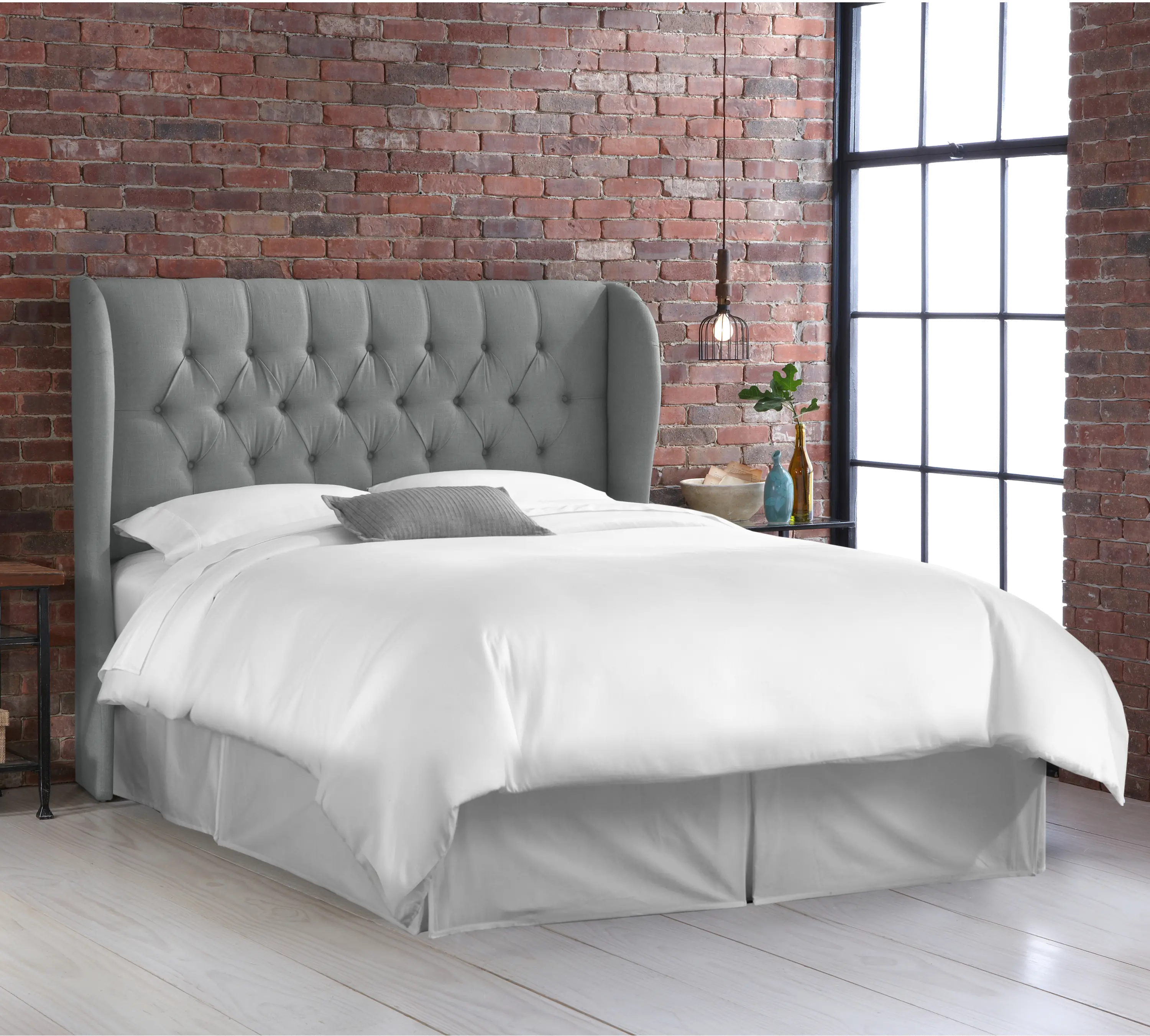 412QLNNGR Jaclyn Gray Sloped Wingback Queen Headboard - Skyline Furniture-1