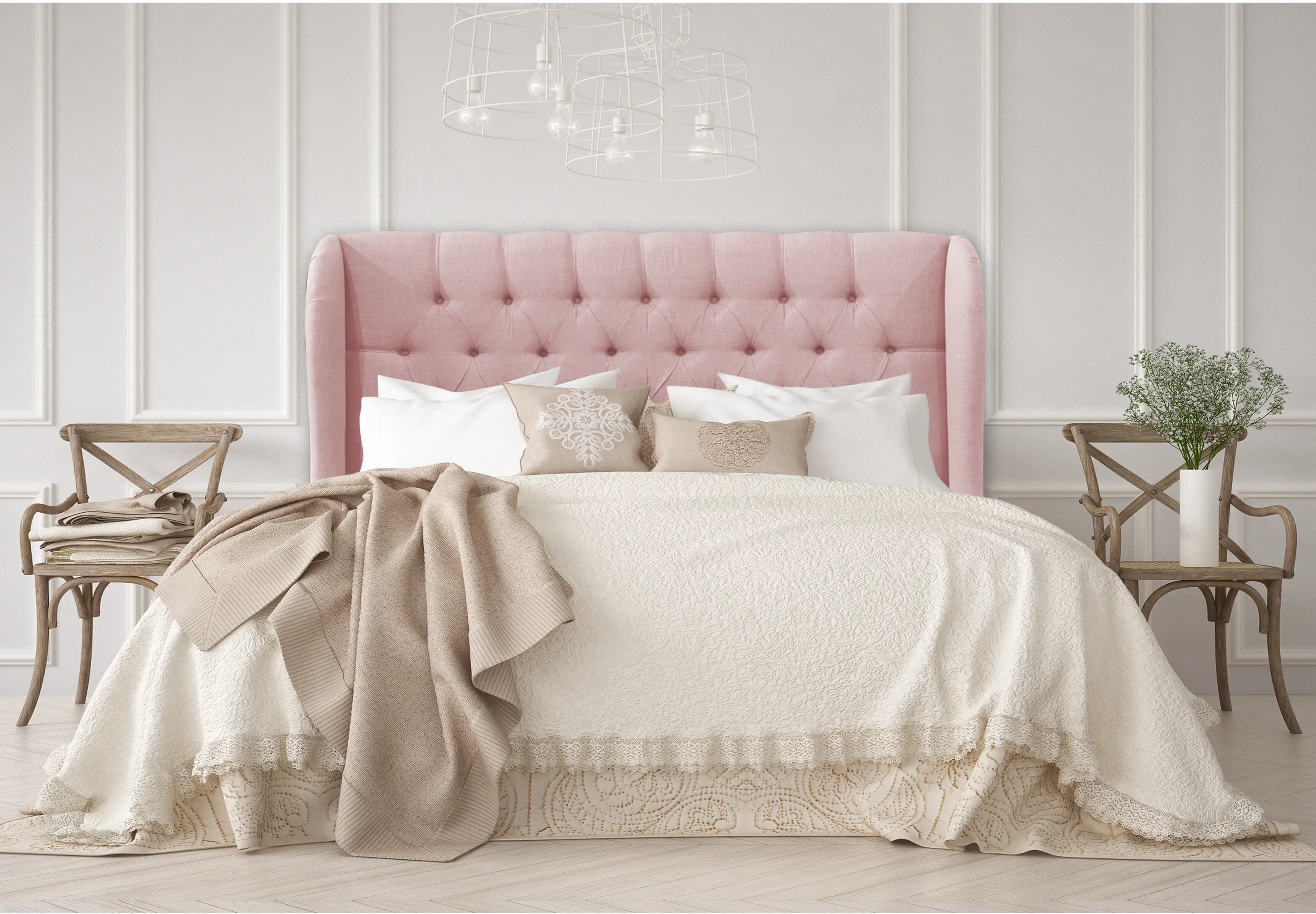 413KLNNBLS Jaclyn Blush Sloped Wingback King Headboard - Skyline Furniture-2