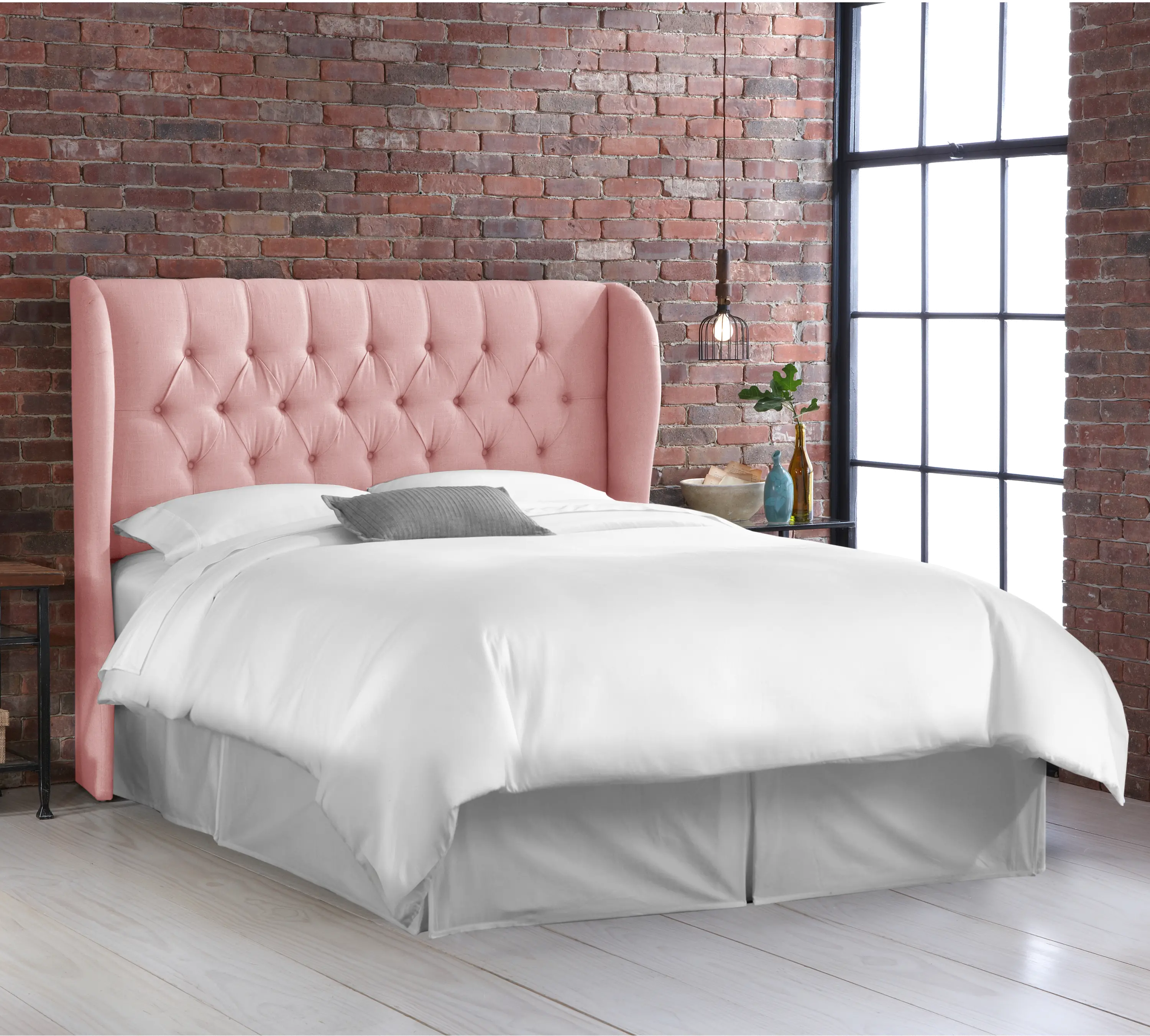 413KLNNBLS Jaclyn Blush Sloped Wingback King Headboard - Skyline Furniture-1