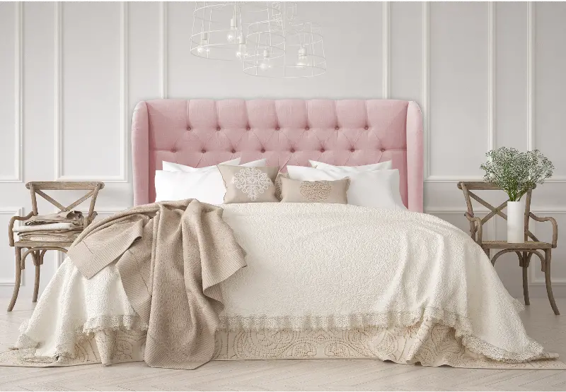 Jaclyn Blush Sloped Wingback Queen Headboard - Skyline Furniture